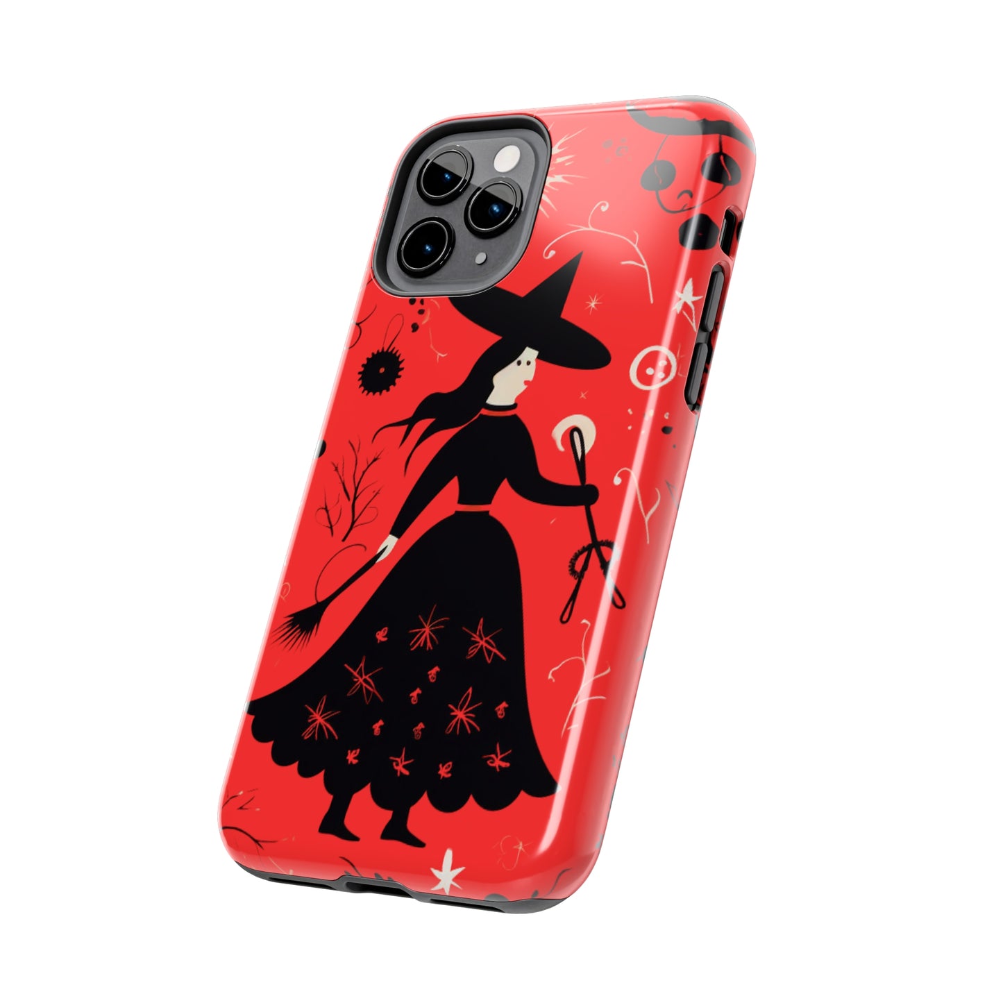 Red Dark Forest Witch Tough iPhone Cases | Abstract Witchy Protective Phone Case | Impact-Resistant, Anti-Shock | iPhone 15