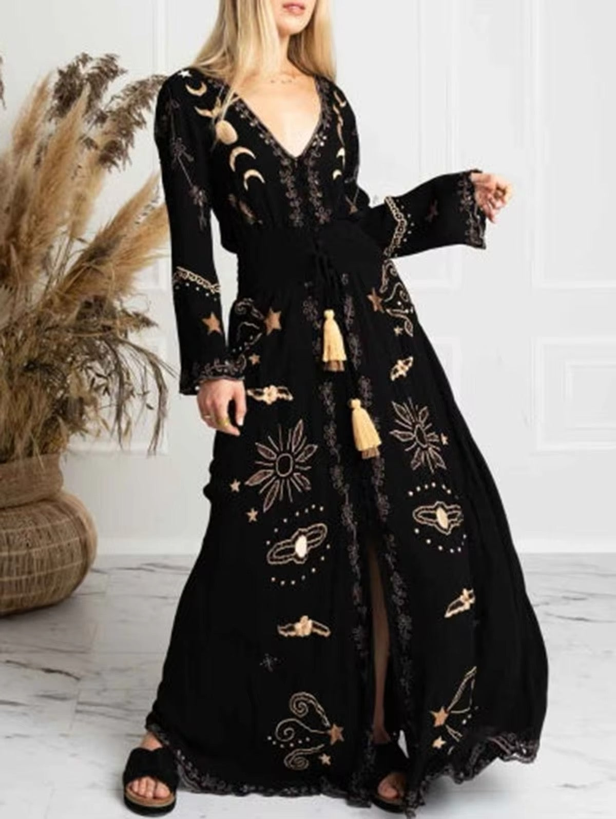 Bohemian Celestial Spiritual Moon Dress | Women’s Elegant Dress