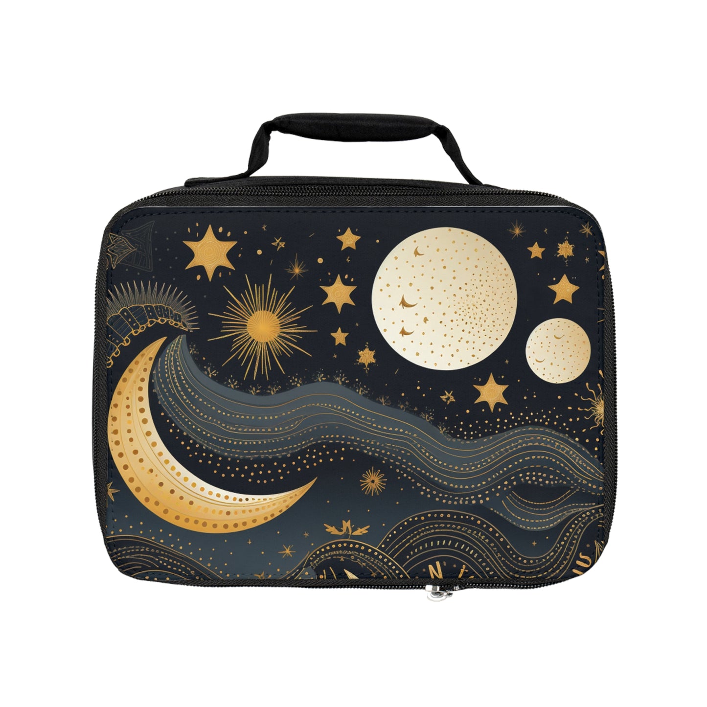 Celestial Moon Lunch Bag | Cosmic Stars, Sun, Galaxies Lunch Accessories