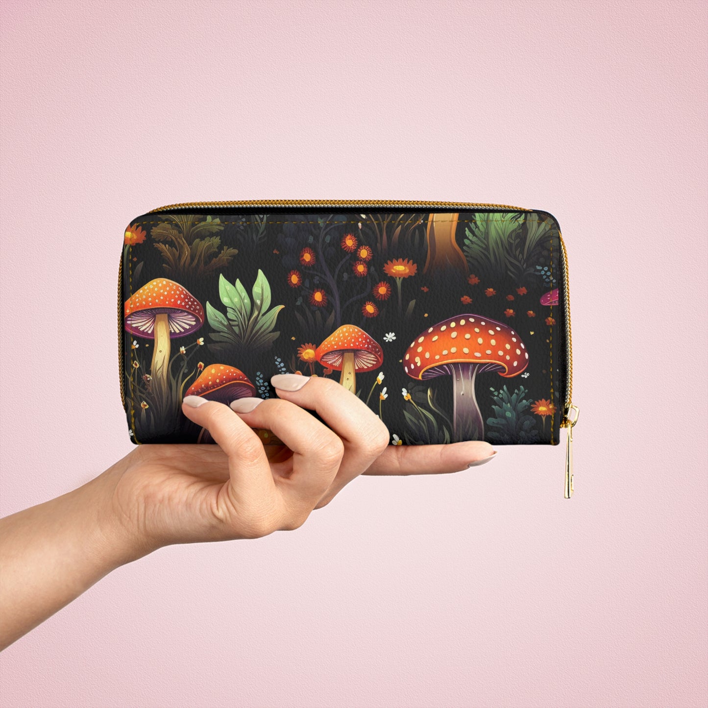 Mushroom Zipper Wallet | Dark Forest, Witchy, Witch Wallet Design