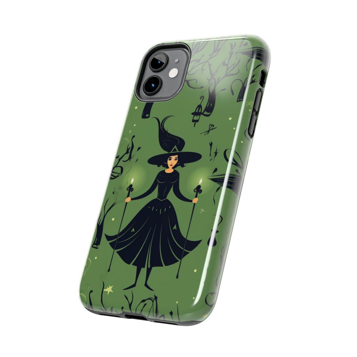 Dark Forest Witch Tough iPhone Cases | Green Witch Protective Phone Case | Impact-Resisant, Shock Absorbing | iPhone 15 All Models | Premium