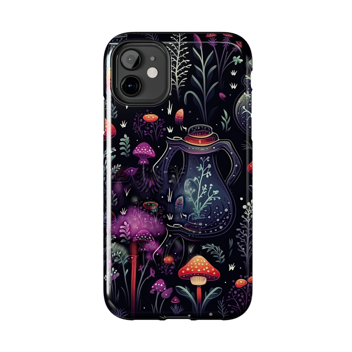 Fungi Mushroom Tough iPhone case | Witchy Dark Forest Aesthetic | Purple Foliage