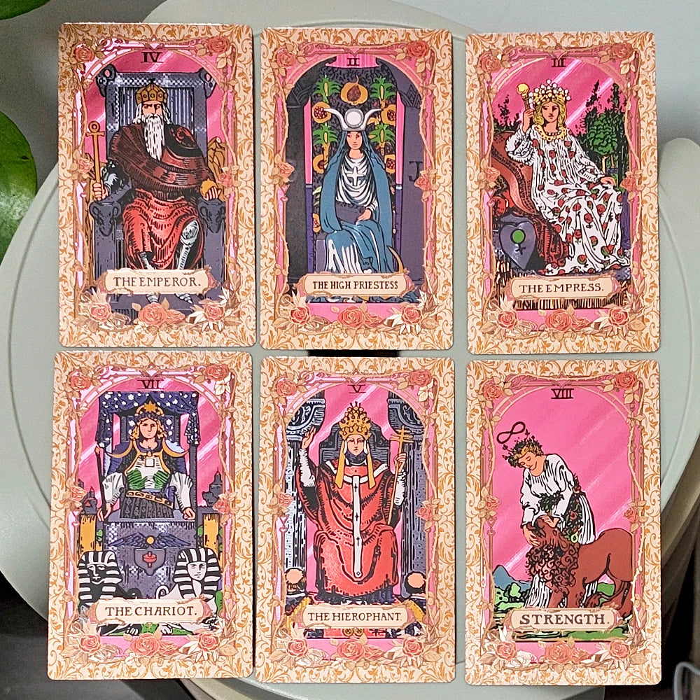 Witch's Pink Rose Crystal Tarot | 2026 Premium Rider-Waite-Smith Tarot Card Deck