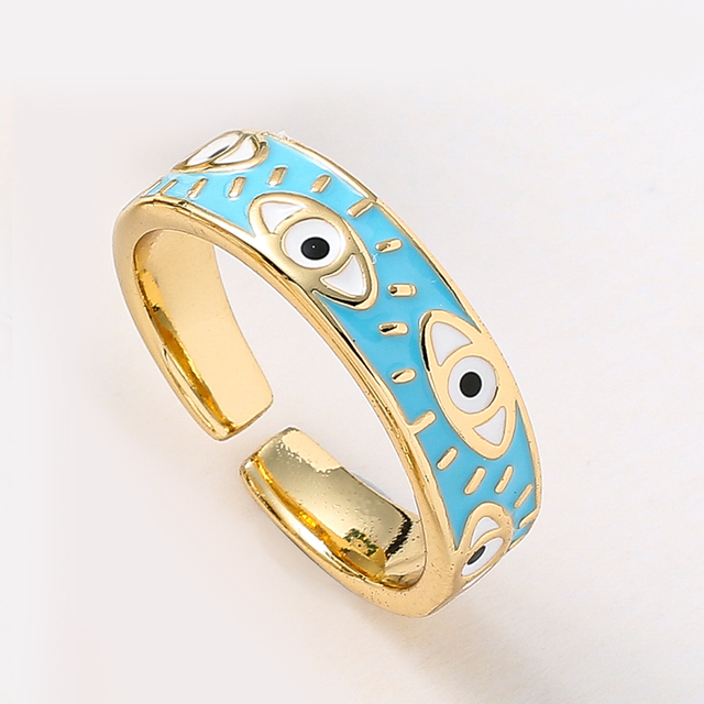 Aesthetic Gold Evil Eye Ring | Spiritual, Hamsa Style Stainless Steel Jewelry