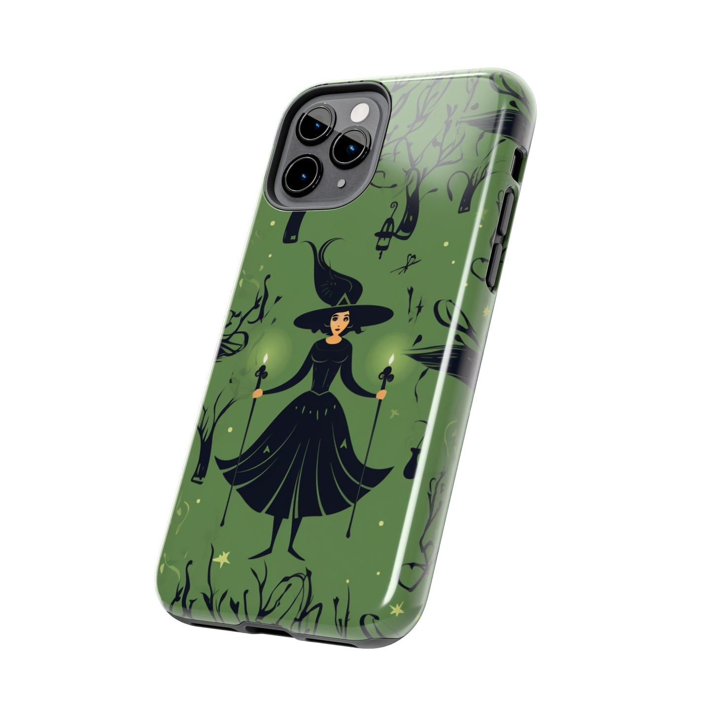 Dark Forest Witch Tough iPhone Cases | Green Witch Protective Phone Case | Impact-Resisant, Shock Absorbing | iPhone 15 All Models | Premium