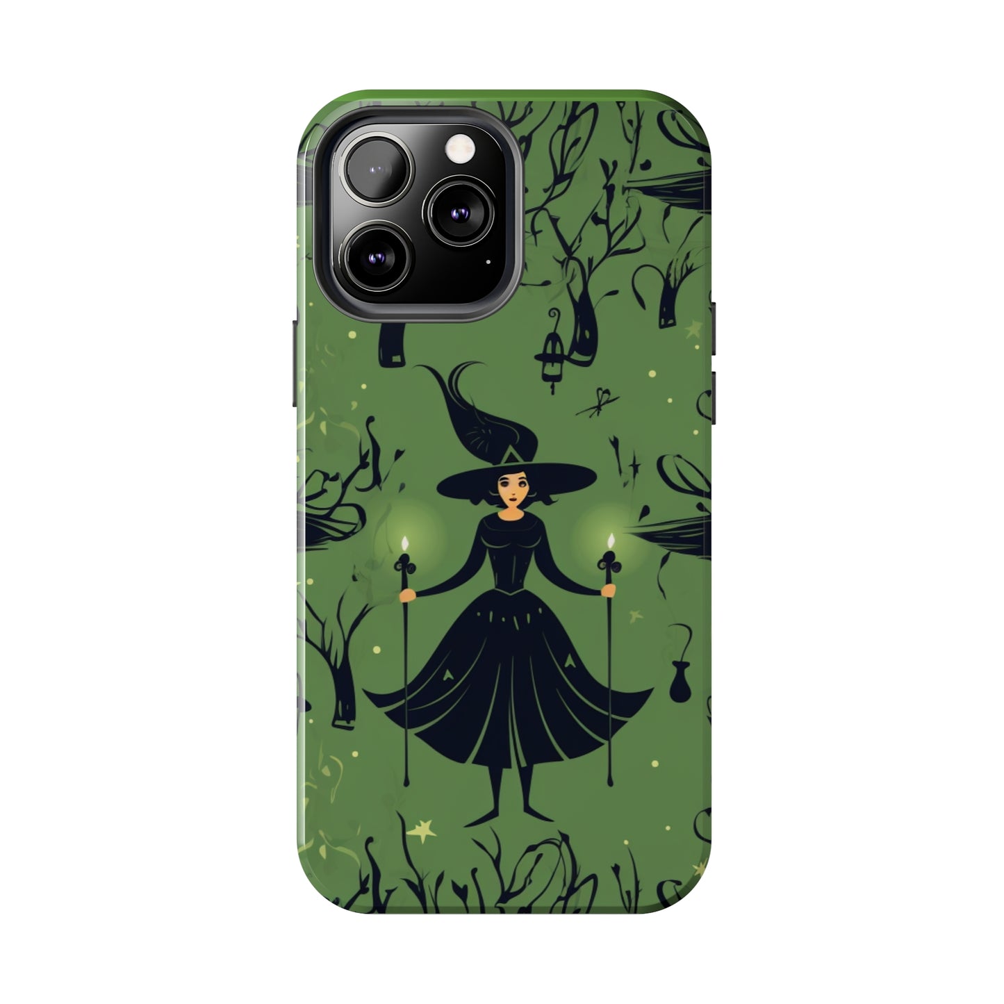 Dark Forest Witch Tough iPhone Cases | Green Witch Protective Phone Case | Impact-Resisant, Shock Absorbing | iPhone 15 All Models | Premium