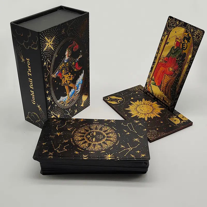 Luxury Gold Foil Tarot Card Deck with Box and Card Stand | Rider-Waite-Smith