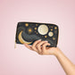 Celestial Moon Zipper Wallet | Cosmic Stars Wallet Design