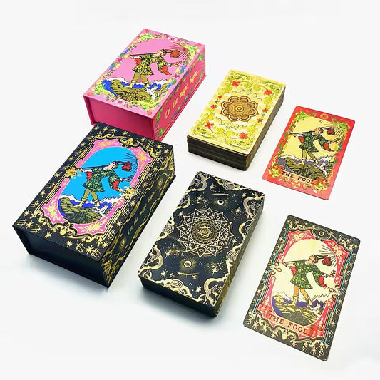 Floral - Starry Mandala (Gold, Black, Pink) Rider-Waite-Smith Tarot Deck