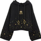 Women's - Girls Cute Cosmic / Lightning Bolt Sweater | Black Large Sleeves | Space Travel, Pullover