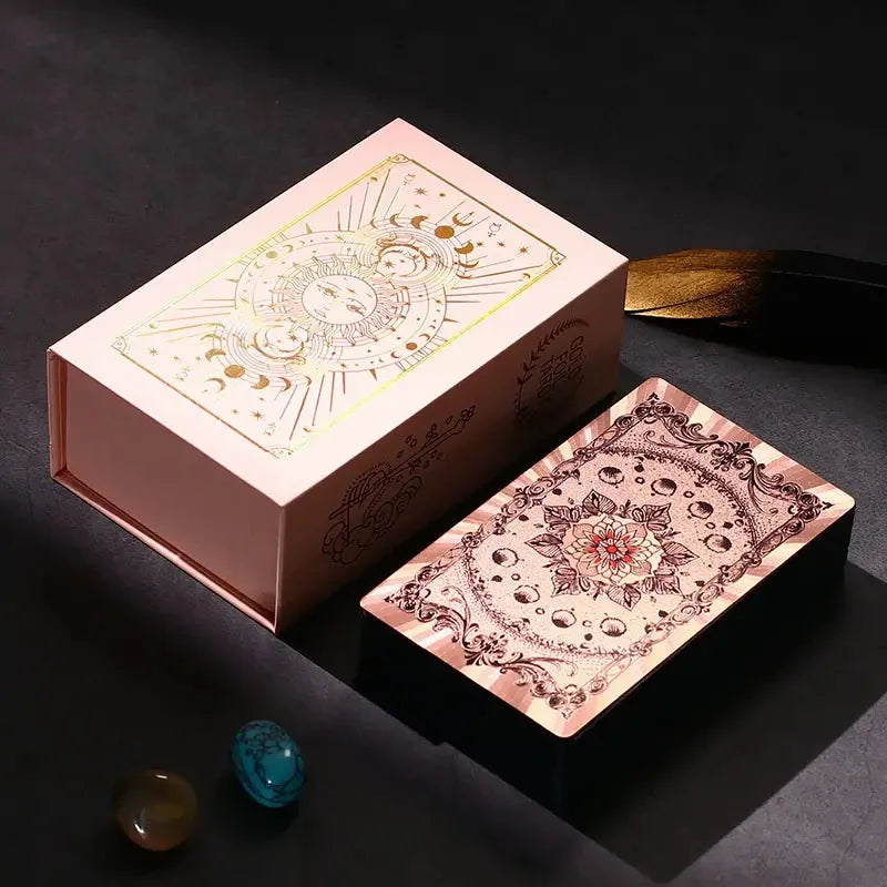 Luxury Pink Star Gold-Foil Tarot Deck | 80 Rider-Waite Cards + English Guidebook