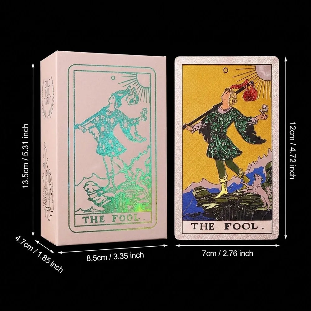 Luxury Pink Gold-Foil Tarot Deck | 80 Waterproof Cards + English Guidebook