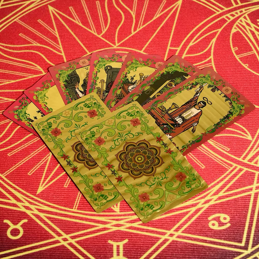 Floral - Starry Mandala (Gold, Black, Pink) Rider-Waite-Smith Tarot Deck