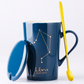 Celestial Blue Zodiac Mug with Golden Spoon | Horoscope themed Mug