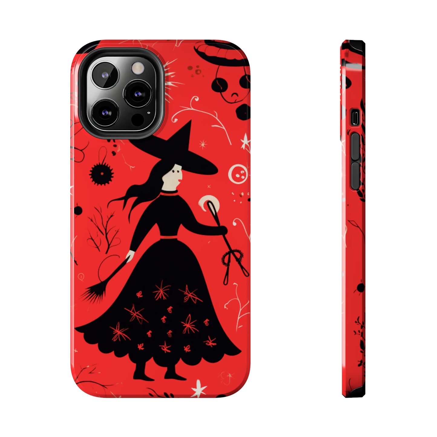 Red Dark Forest Witch Tough iPhone Cases | Abstract Witchy Protective Phone Case | Impact-Resistant, Anti-Shock | iPhone 15