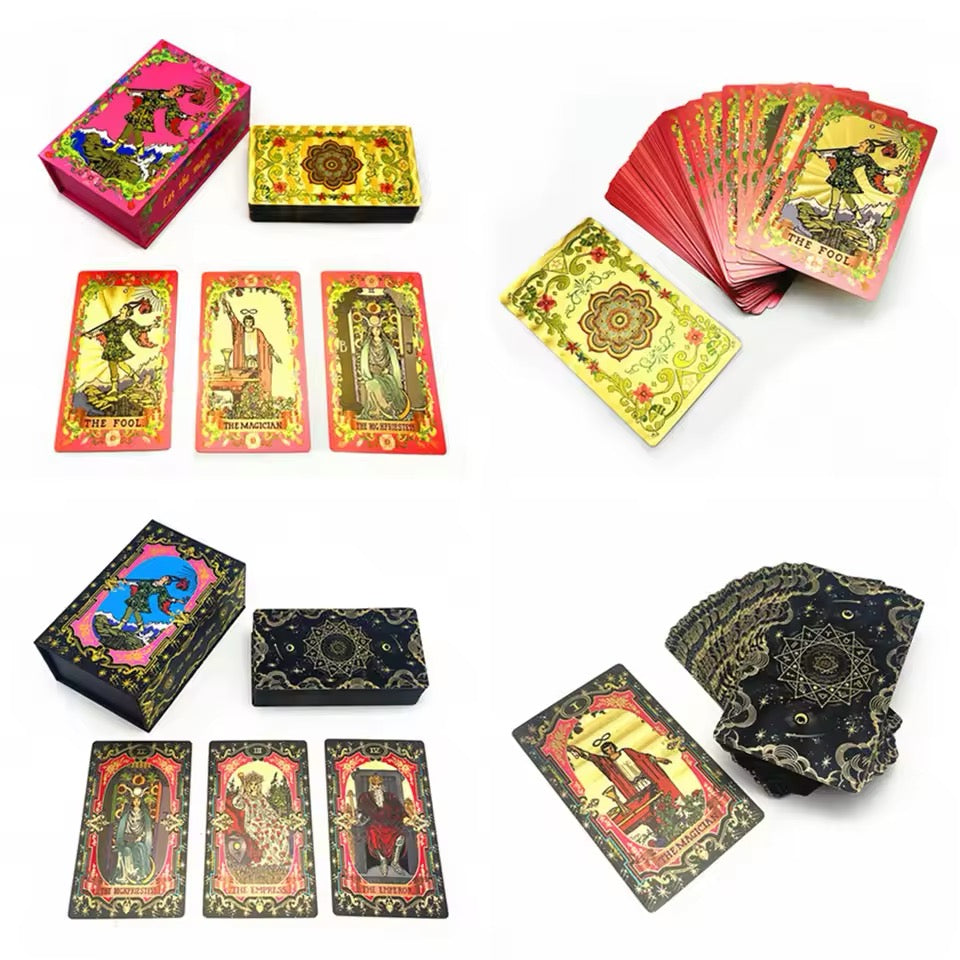 Floral - Starry Mandala (Gold, Black, Pink) Rider-Waite-Smith Tarot Deck