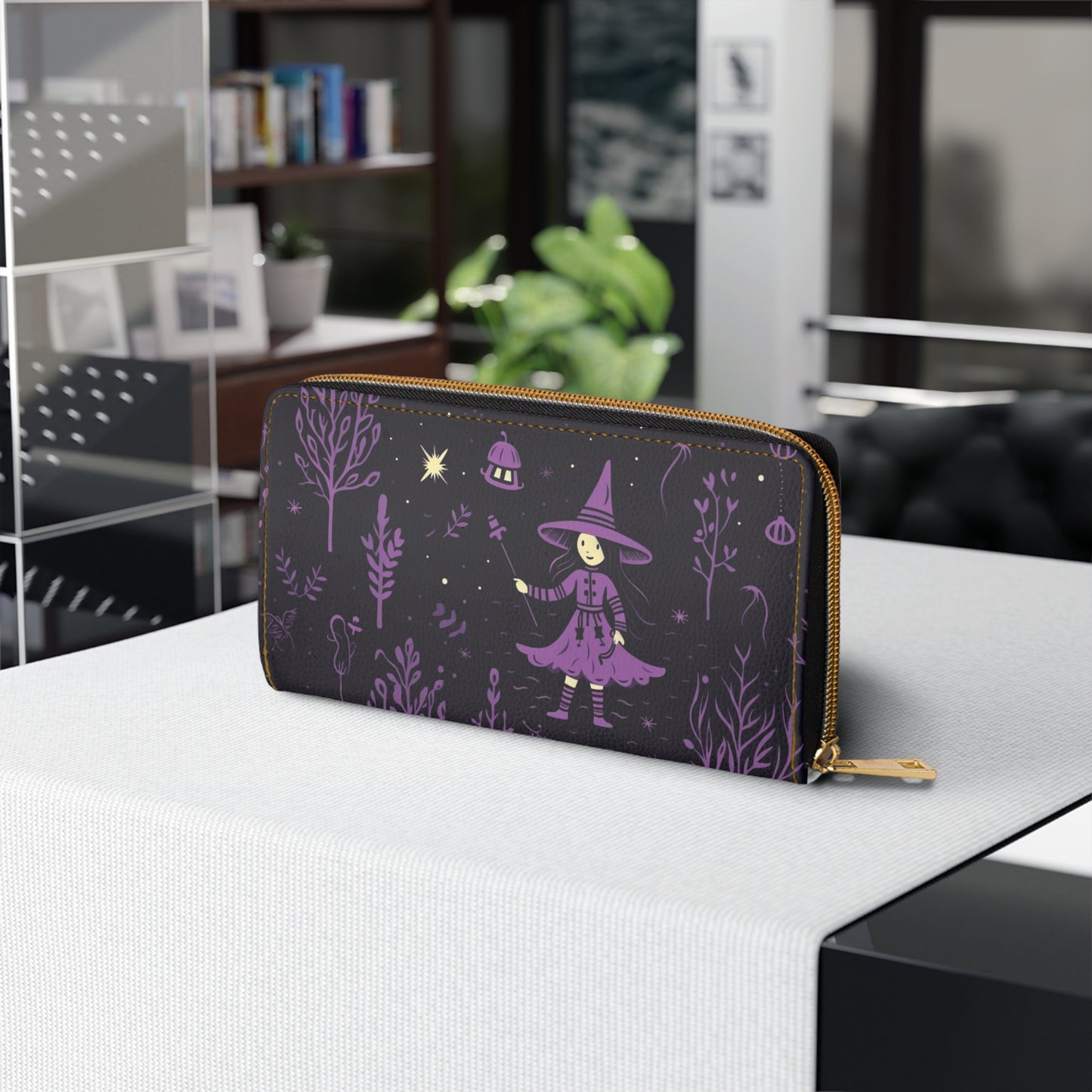 Purple Witch Zipper Wallet | Dark Forest Premium Wallet Design