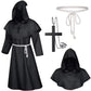 Priest Cosplay Costume Set | Cross Necklace, Rope Belt | Red, Black, Brown, Grey