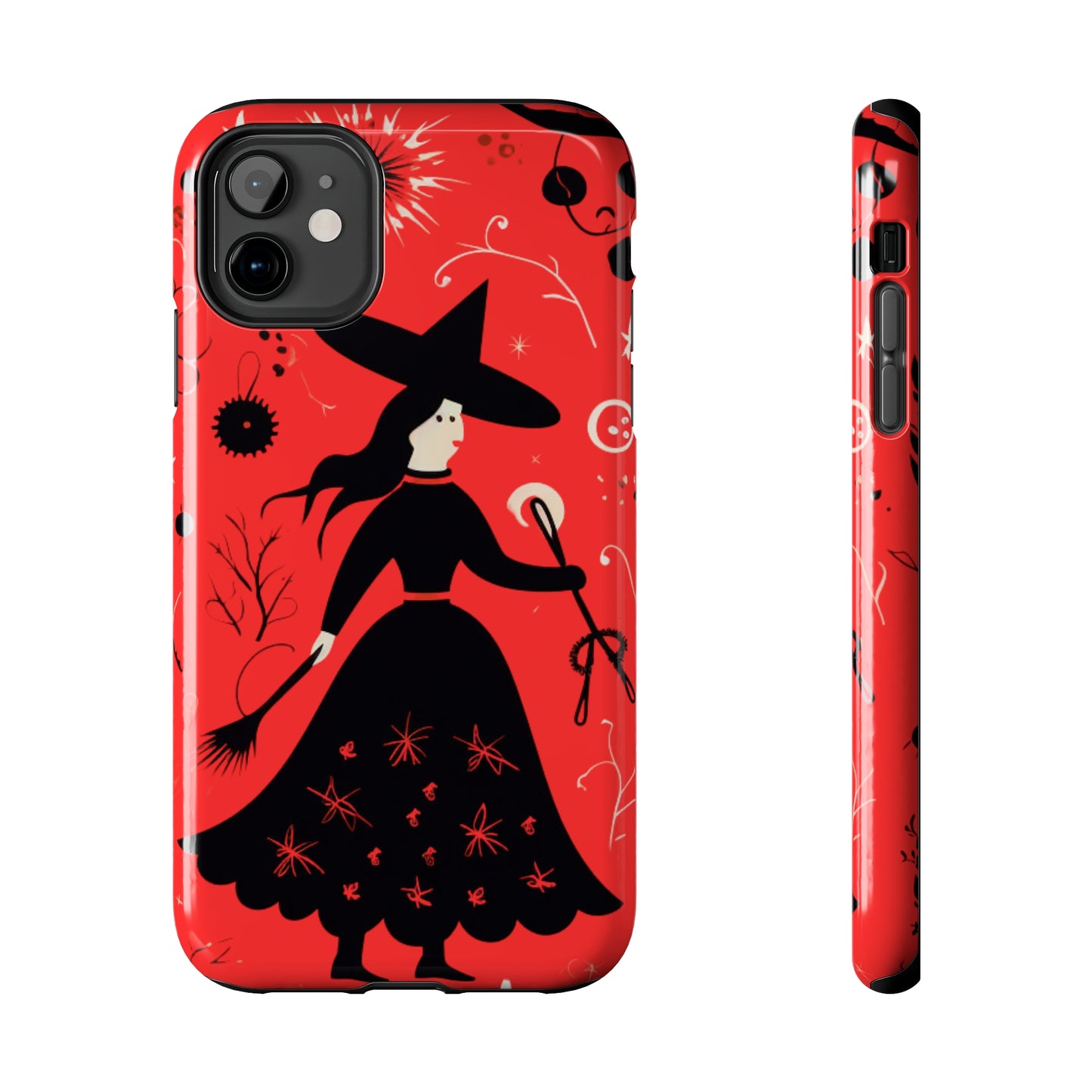 Red Dark Forest Witch Tough iPhone Cases | Abstract Witchy Protective Phone Case | Impact-Resistant, Anti-Shock | iPhone 15