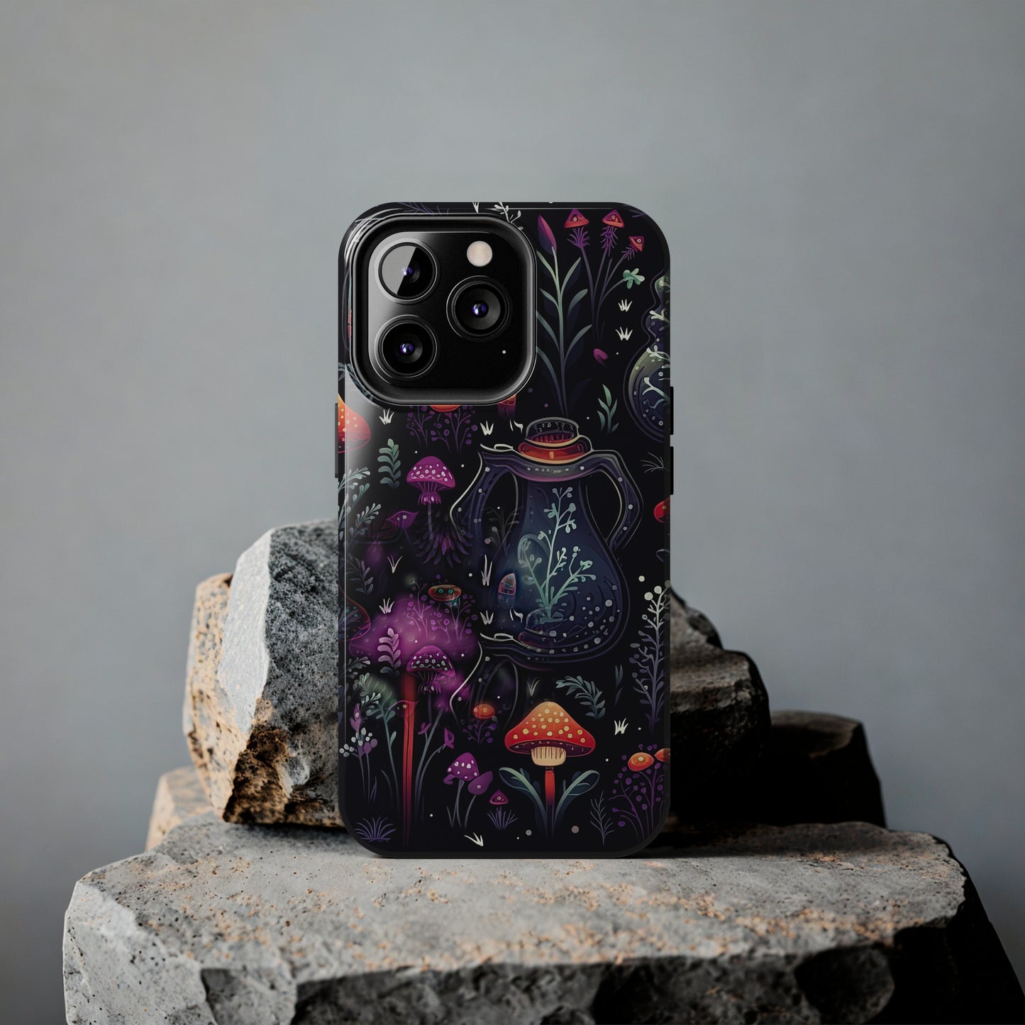 Fungi Mushroom Tough iPhone case | Witchy Dark Forest Aesthetic | Purple Foliage