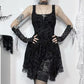 Gothic Black Floral - Mesh/Lace Dress | Goth, Emo, Sleeve Option