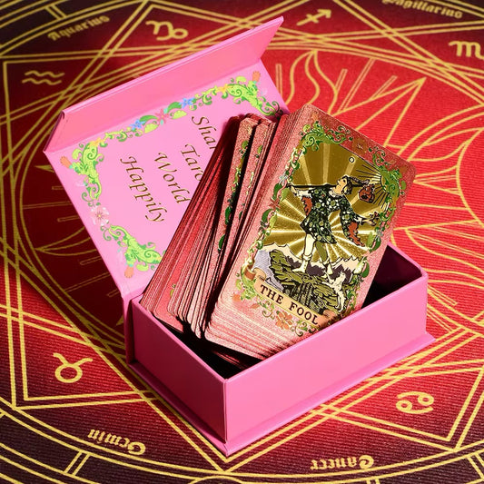 Floral - Starry Mandala (Gold, Black, Pink) Rider-Waite-Smith Tarot Deck