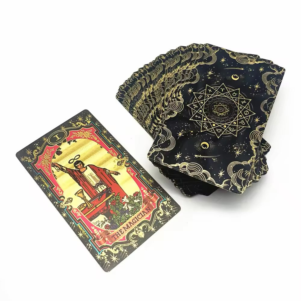 Floral - Starry Mandala (Gold, Black, Pink) Rider-Waite-Smith Tarot Deck