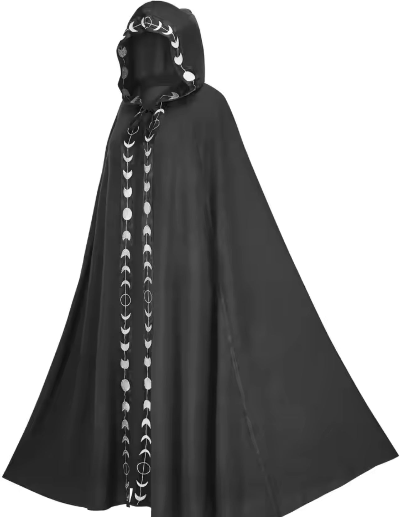 Hooded Witch Cloak Cosplay Costume | Unisex, Crescent Moon Design | Black, Red, Green, Purple, Blue