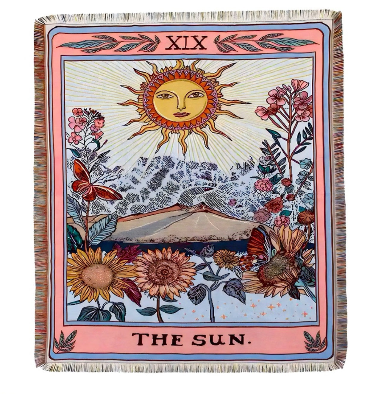 The Sun Tarot Card Woven Blanket | Versatile Rug, Tapestry
