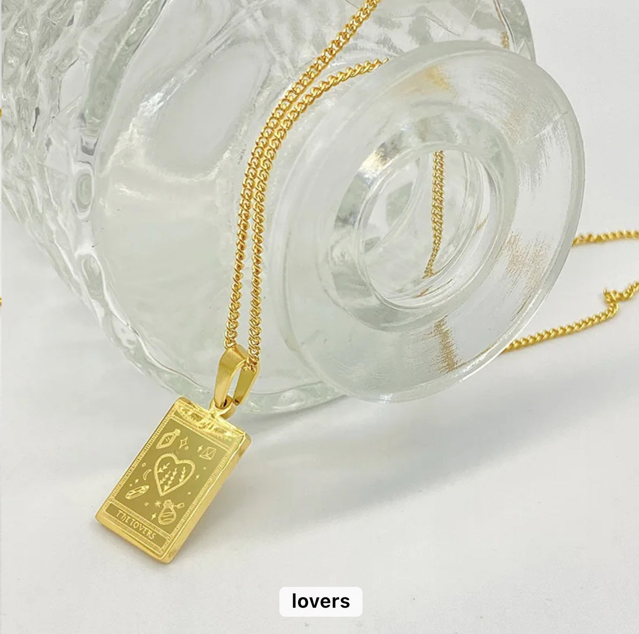 Engraved Tarot Card Necklace | 18K Gold Plated, 316L Stainless Steel
