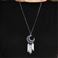 Natural Crystal Stone Crescent Moon Necklace | Clestial, Gothic, Spiritual Style