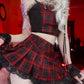 Red Plaid Lace Mini Skirt, Gothic and Emo Style