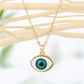 Green Evil Eye, Nazar Pendant - Necklace, Gold. 