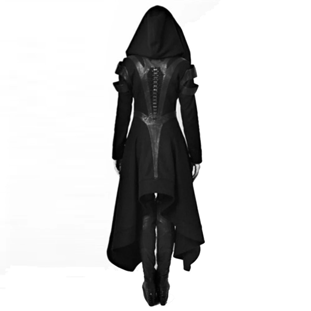 Gothic Women's Trench Coat, Black Emo, Wicca, Cosplay Apparel