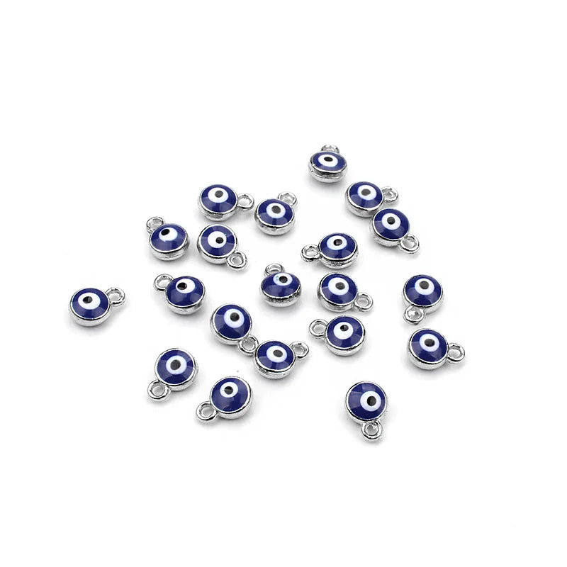 30pcs Gold Silver Evil Eye Beads Pendent - DIY Handmade Crafting Charms