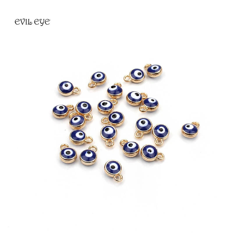 30pcs Gold Silver Evil Eye Beads Pendent - DIY Handmade Crafting Charms