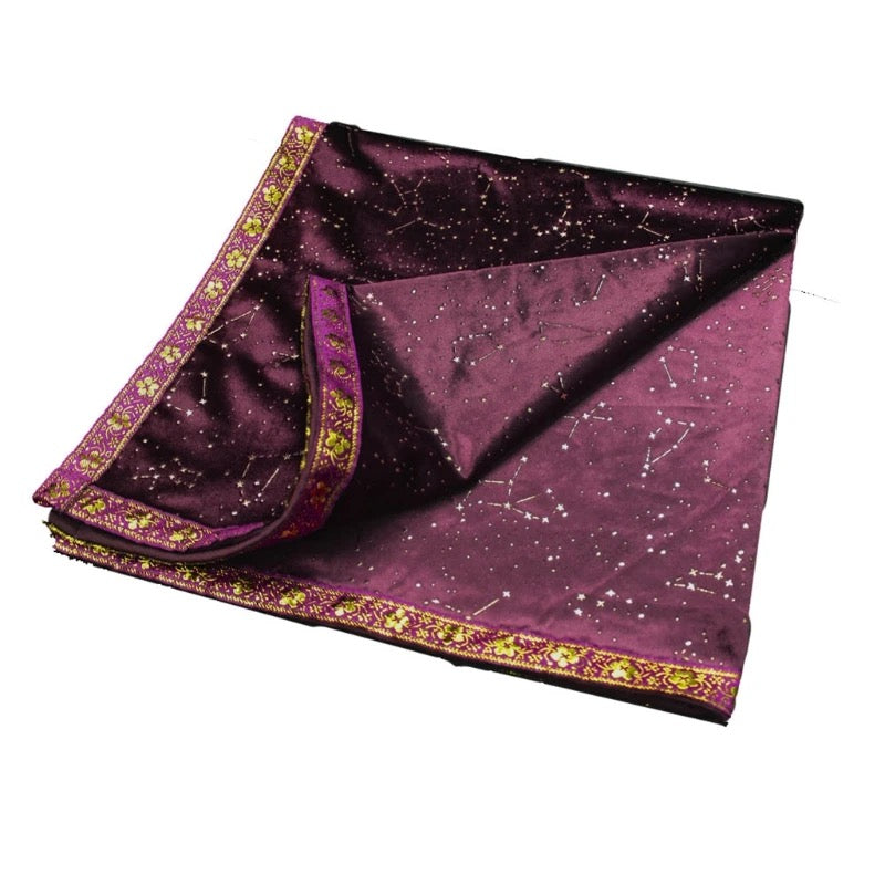 Velvet Purple Divination Tablecloth - Tarot Card Altar Cloth Mat and Pouch