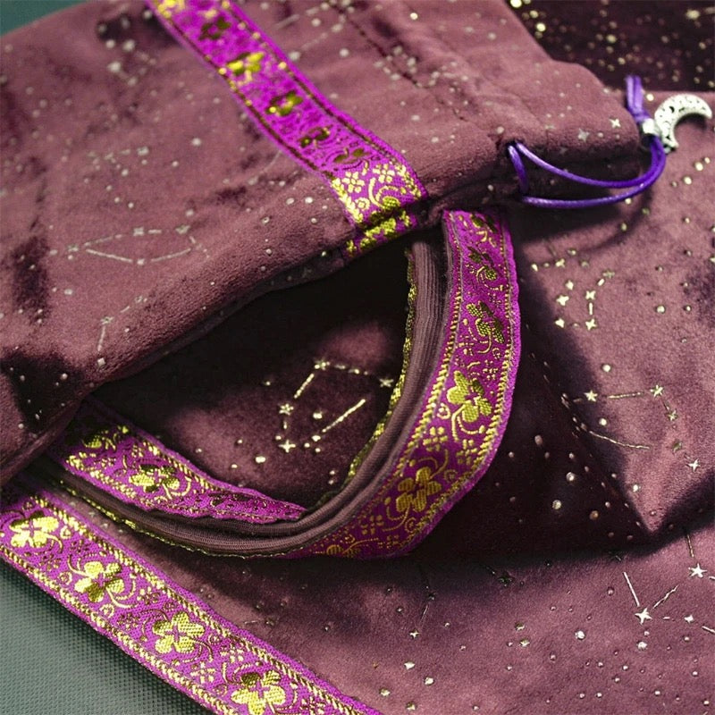 Velvet Purple Divination Tablecloth - Tarot Card Altar Cloth Mat and Pouch