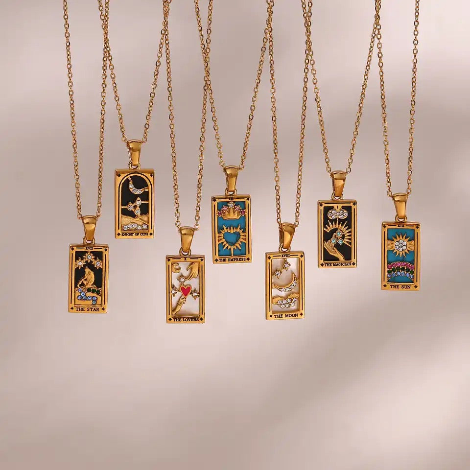 18k Gold Plated Dainty Tarot Card Necklace | Silver / Gold Jewelry