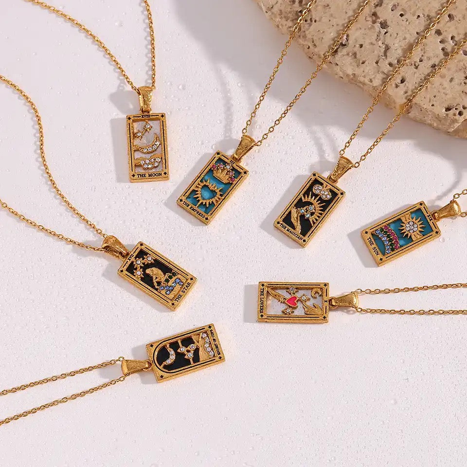 18k Gold Plated Dainty Tarot Card Necklace | Silver / Gold Jewelry