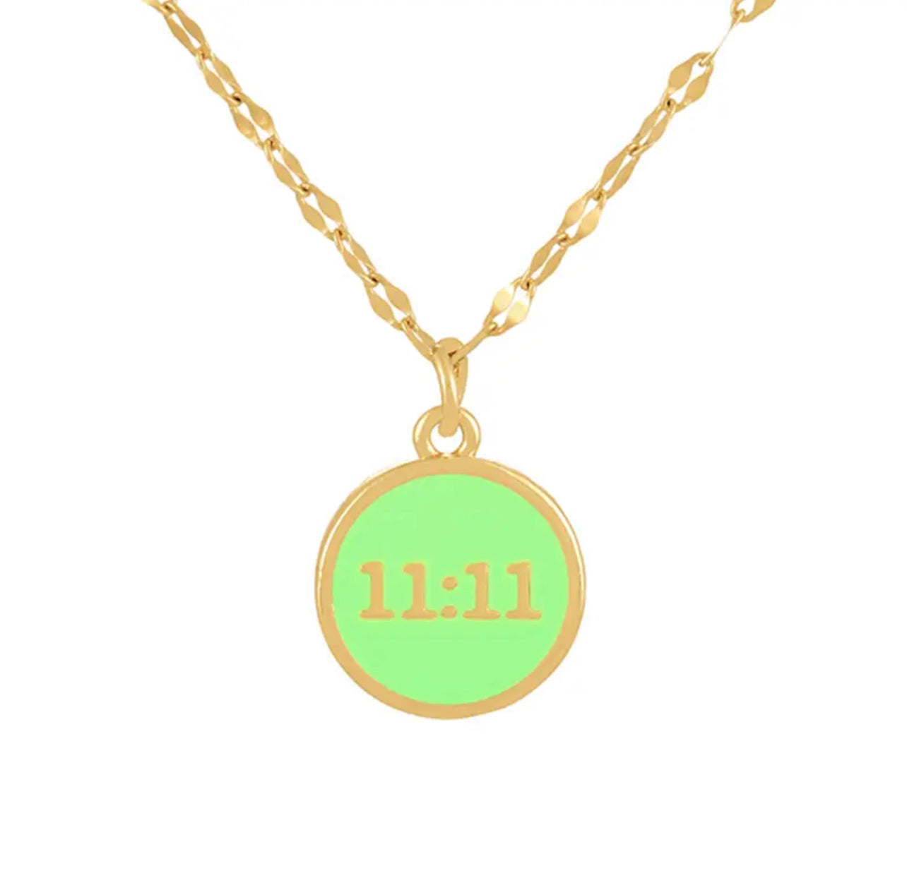 Gold Titanium Plated 11:11 Angel Number Necklace | Colorful Pendants