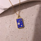 Dainty Gold Blue Enamel Tarot Card themed Necklaces
