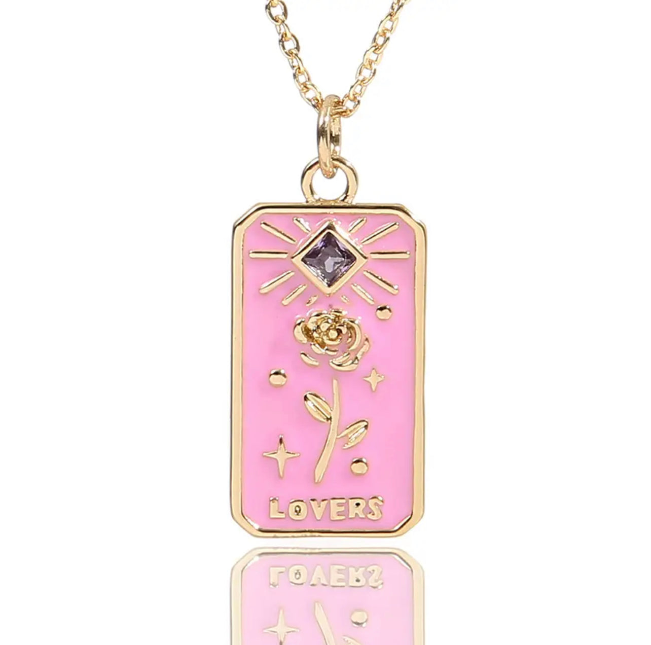 Dainty 'The Lovers' Colorful Enamel Necklace | Tarot Card themed Jewelry