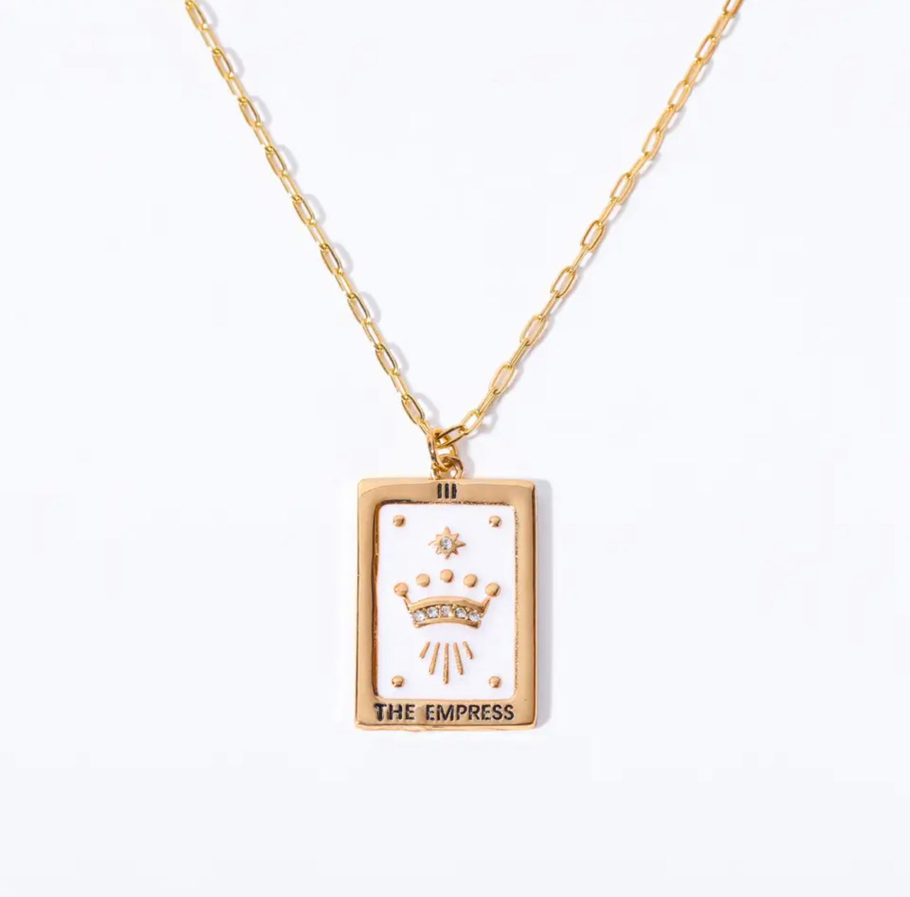 Antique Gold Enamel Tarot Card Necklace