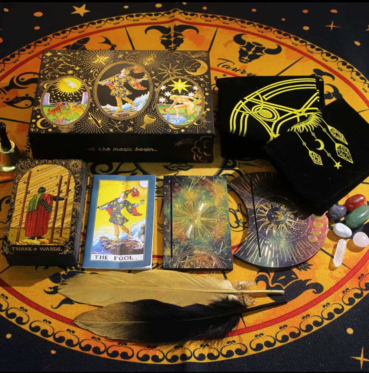 Black-Gold Foil Premium Tarot Card Package | Rider-Waite-Smith