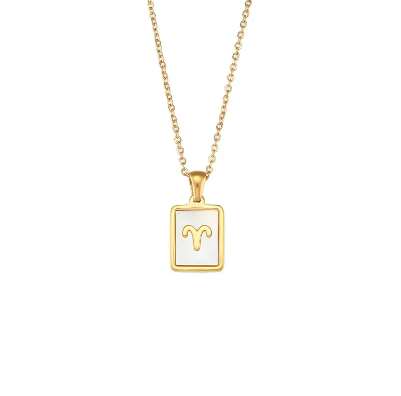 18k Gold - White Enamel Zodiac Sign Necklace | Dynamic Astrology Jewelry