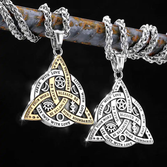 Witches Knot Trinity Celtic Viking Necklace - Pendant | Solid 316L Stainless Steel