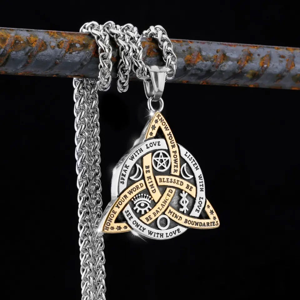 Witches Knot Trinity Celtic Viking Necklace - Pendant | Solid 316L Stainless Steel