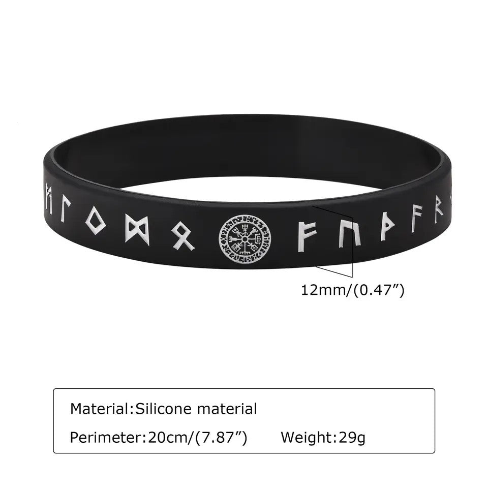 Viking, Nordic Runic Silicone Bracelet | Black & White