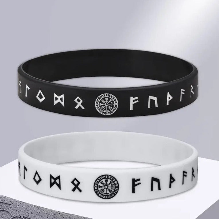 Viking, Nordic Runic Silicone Bracelet | Black & White